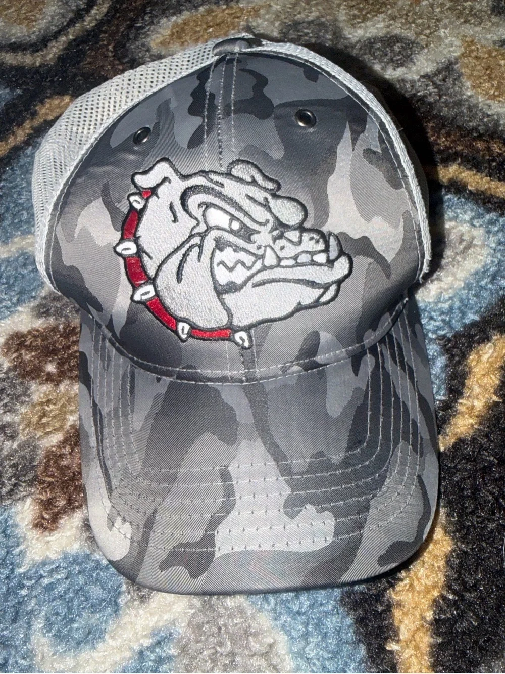 Gray Camo Bulldog Mesh-Back Dog Hat